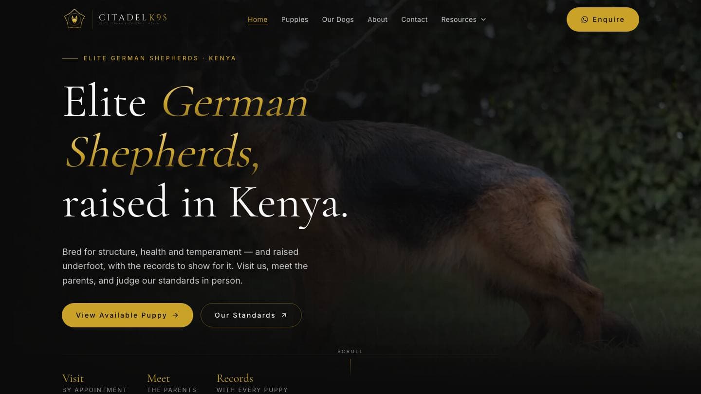 Screenshot of the Citadel K9s website