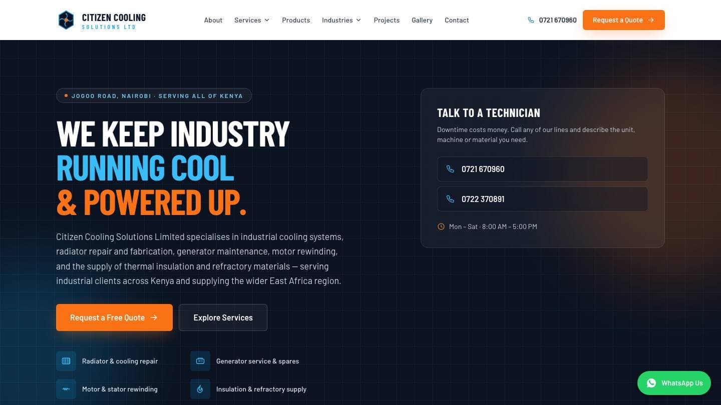 Screenshot of the Citizen Cooling Solutions website