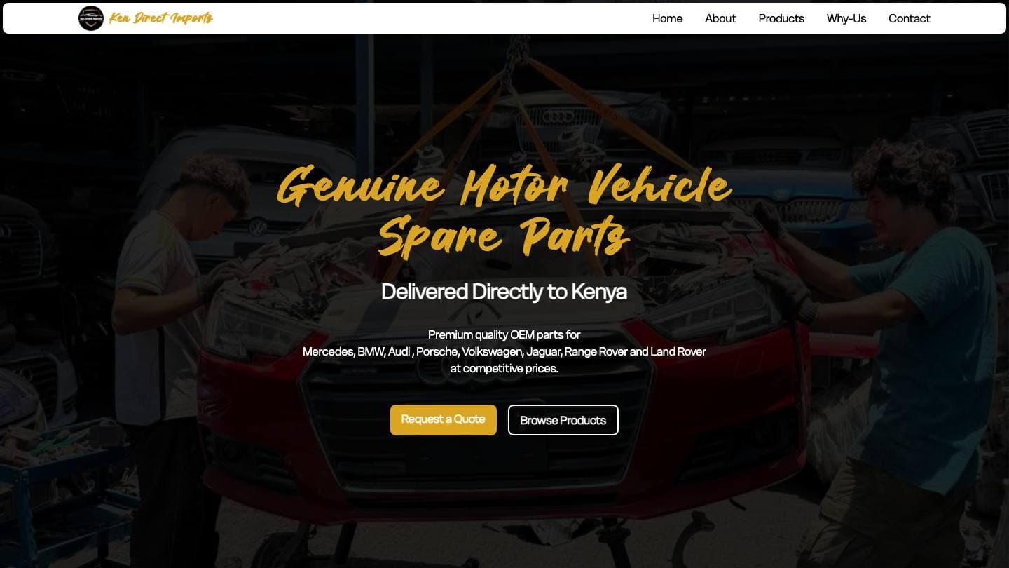 Screenshot of the Ken Direct Imports website